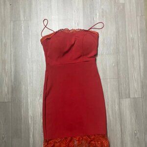 red cotton 2-strap dress